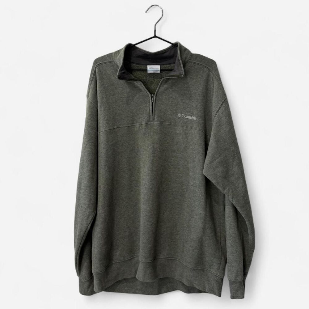 Columbia sportswear Men's Green Sweatshirt Large Quarter Zip Cozy Fall Golf